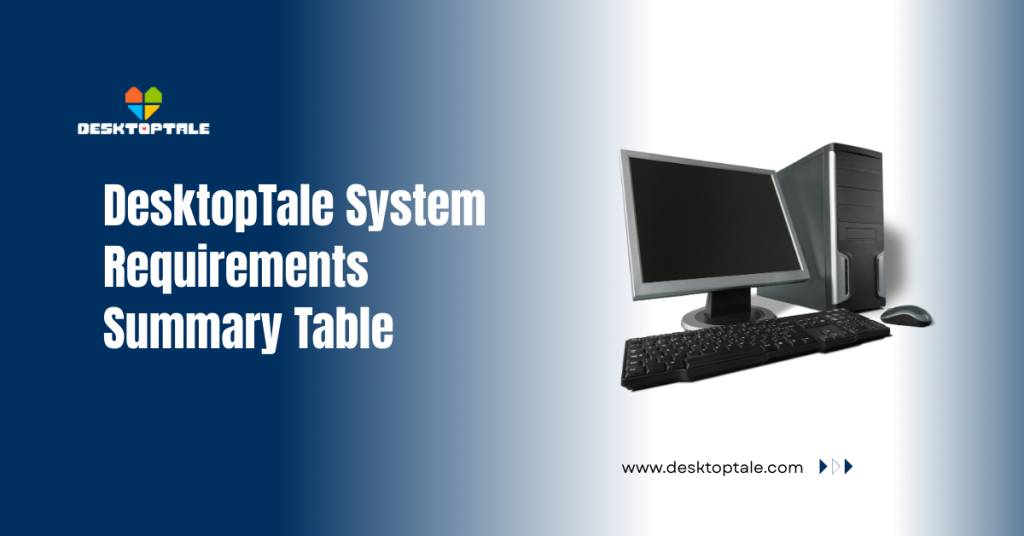 desktoptale system requirements summary table